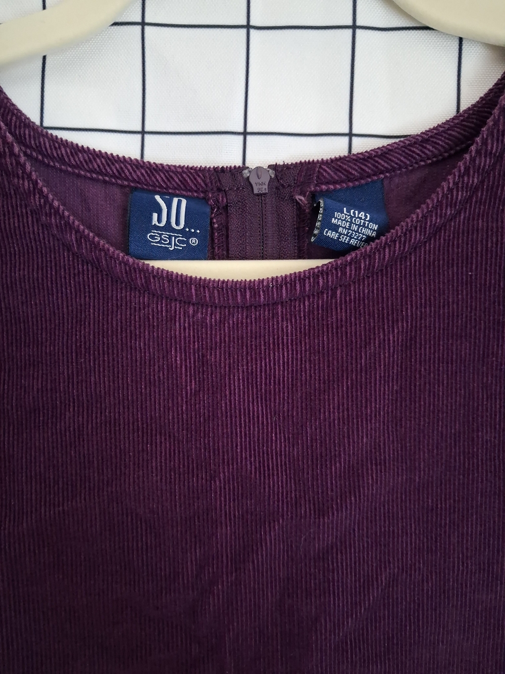 SO Sleeveless Corduroy Shift Dress in Deep Plum - Picture 3 of 4